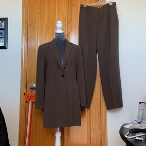 Jones New York Chocolate Brown Blazer and Pants Set